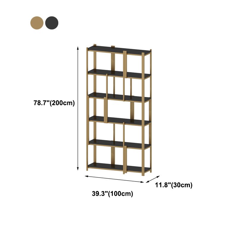 Modern Style Bookcase Gold Frame Metal Open Back Bookshelf for Home Office