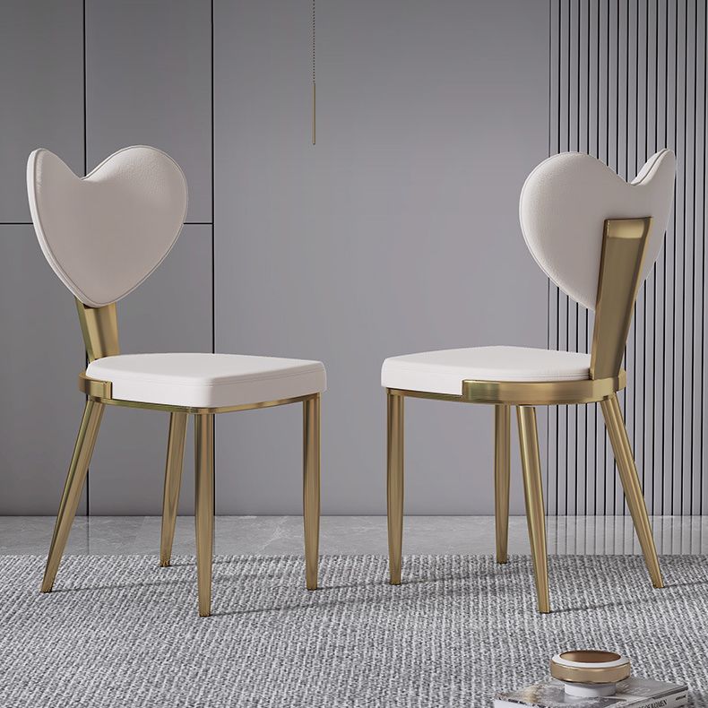 Faux Leather Kitchen Dining Chairs Glam Side Chairs with Metal Base