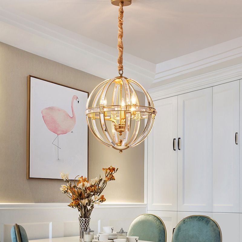 Globe Lantern Pendant Lighting Modern Crystal Dining Room Light Light