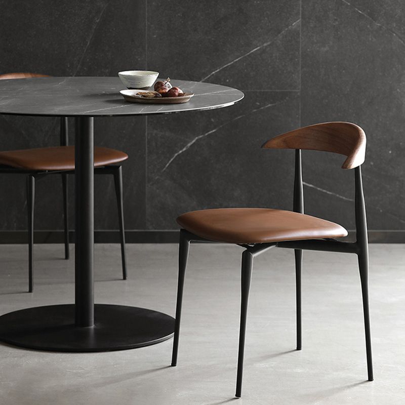 Modern Style Faux Leather Chair Open Back Stackable Dining Chair