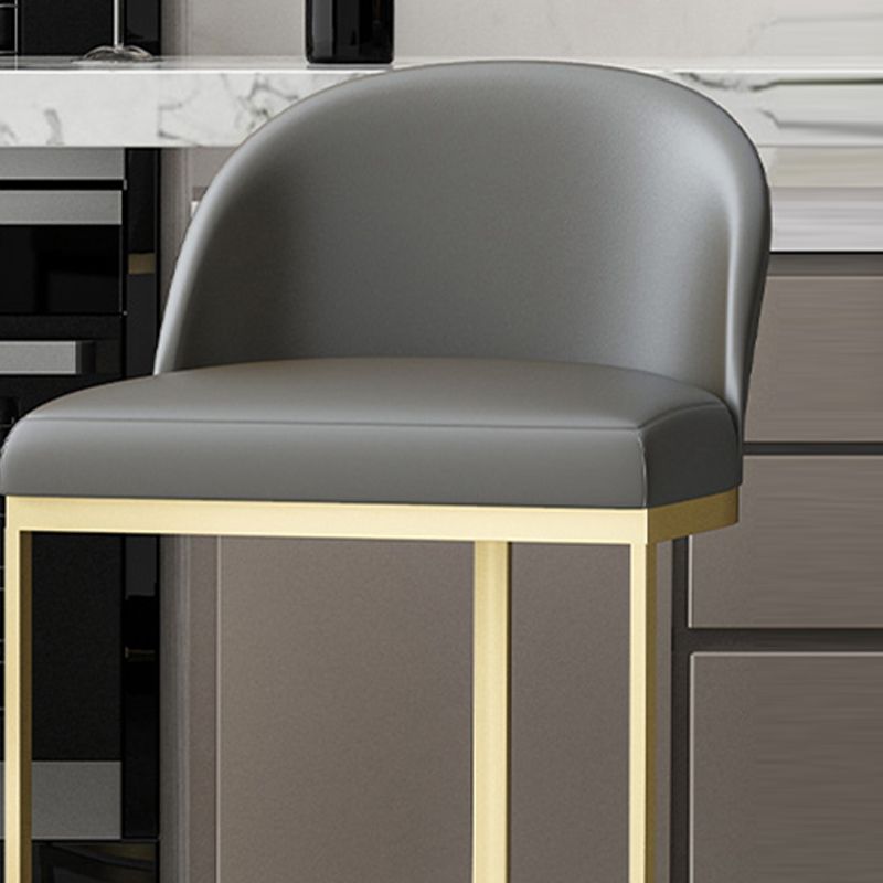 Modern Backrest Armless Counter Stool Iron Dining Room Bar Stool with Pedal and Cushion