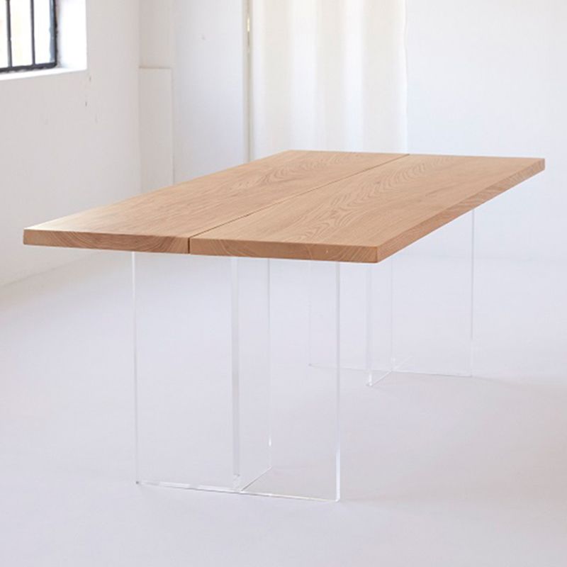 Double Pedestal Dining Table Simple Style Pine Solid Wood Dining Site Table