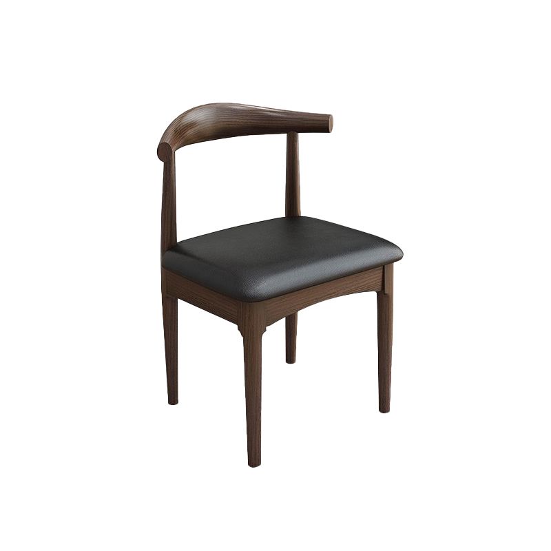 Modern Armless Backrest Chair with Rubber Wood Legs for Dining Room