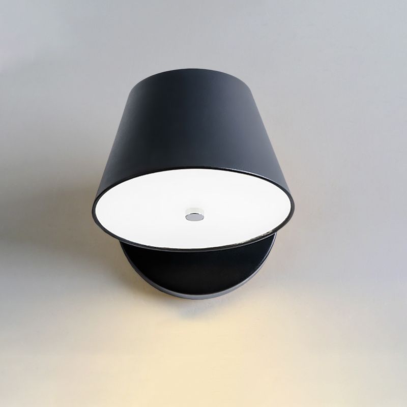 Pink/Yellow/Black Cone Wall Sconce Macaron 1 Light Metal Sconce Light Fixture in White/Warm Light