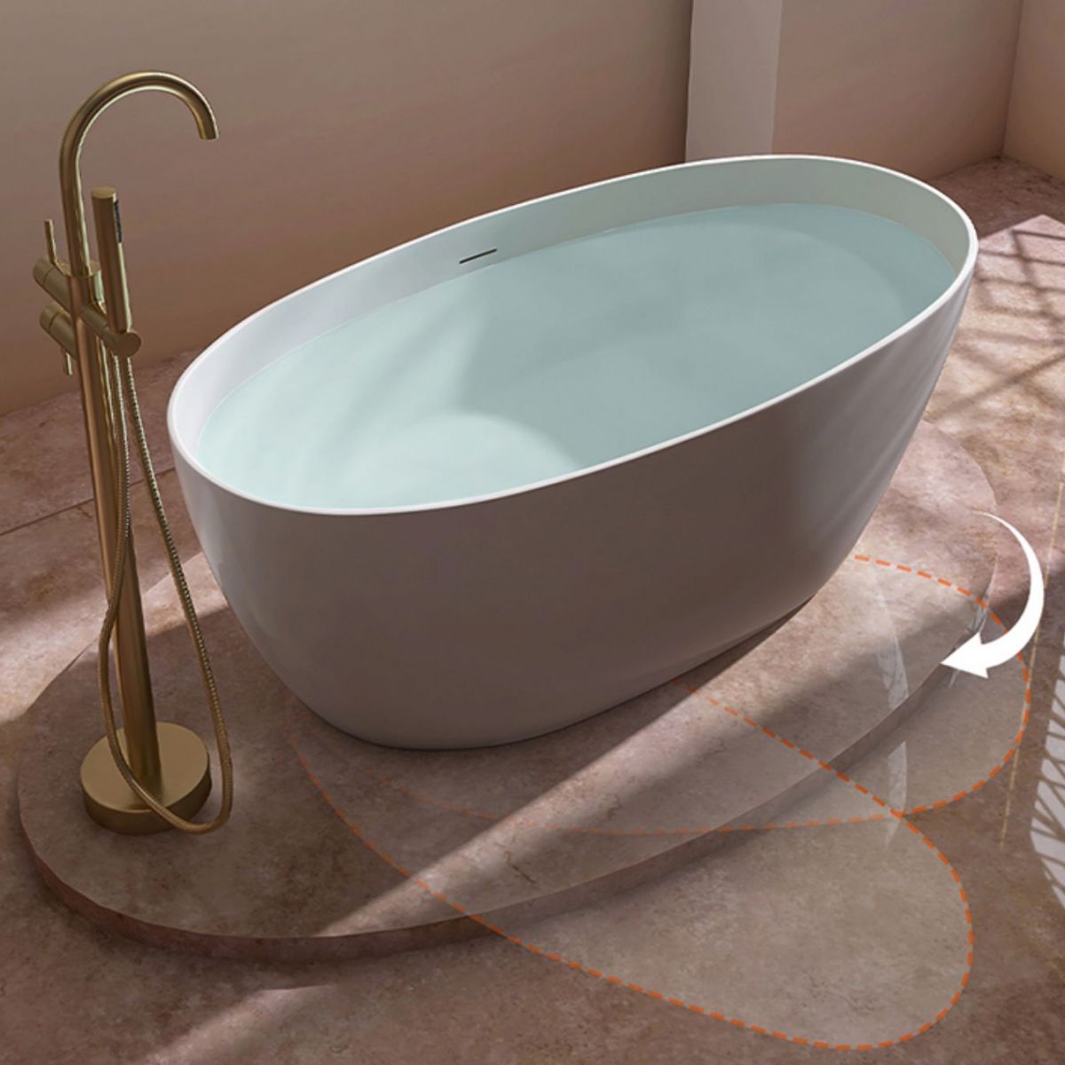 Antique Finish Soaking Bathtub Oval Modern Stand Alone Bath Tub