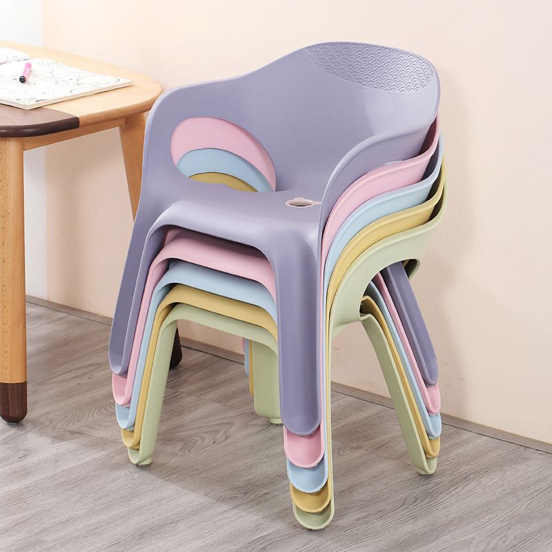 Sillas de comedor apilables de estilo minimalista, respaldo sólido de plástico, silla lateral para uso doméstico