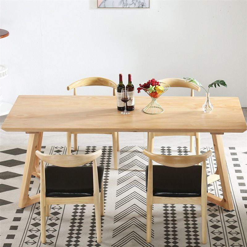 Minimalist 1/2/5 Pieces Furniture Solid Wood Rectangle Dining Table Set in Natural
