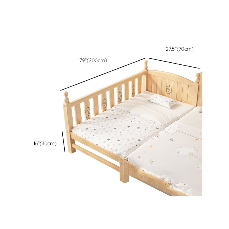 Contemporary Solid Wood Nursery Crib Washed Natural with Guardrail