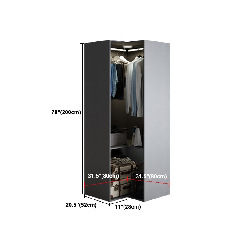 Contemporary Style Glass Wardrobe Grey Colour Wardrobe Closet