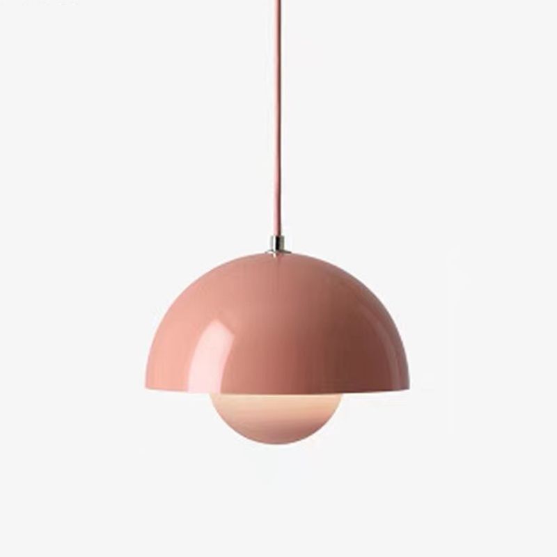 Round Shape Metal Hanging Light Nordic Macarons 1-Light Hanging Mounted Light