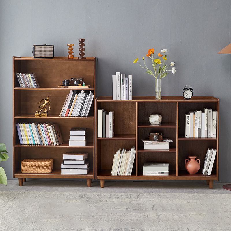 Industrial Closed Back Book Shelf Freestanding Standard Kids Bookshelf in Walnut