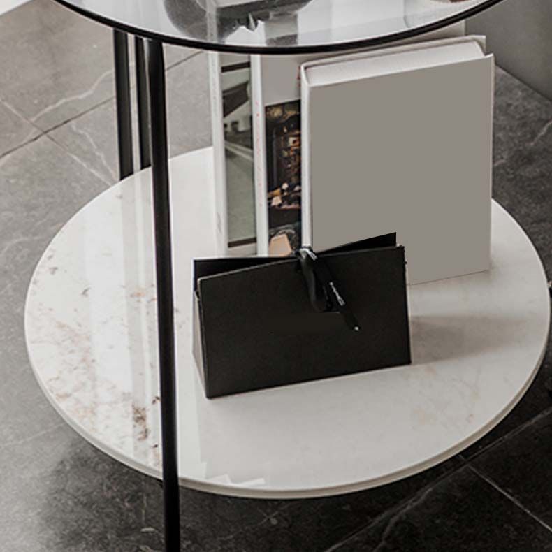 Contemporary Rectangular/Round Side End Table Glass Top Corner Table