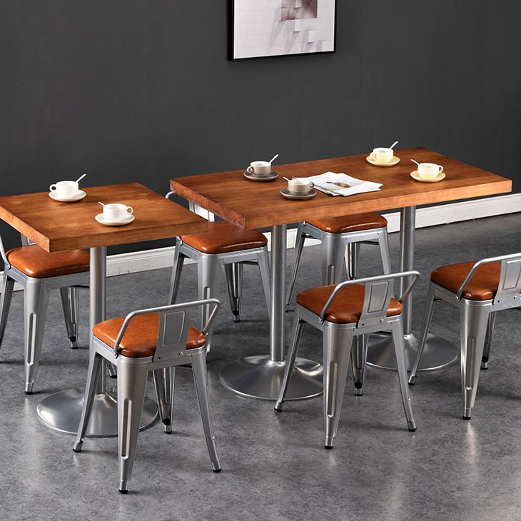 Industrial Style Solid Wood Dining Table Brown Table with Metal Base for Dinning Room