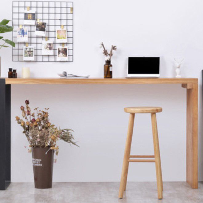 Living Room Simple Wood Barstool 4 Legs Bar Stool with Pedal