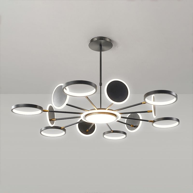 Modern Style Geometry Shape Pendant Chandeliers Metal Chandelier Lights in Black