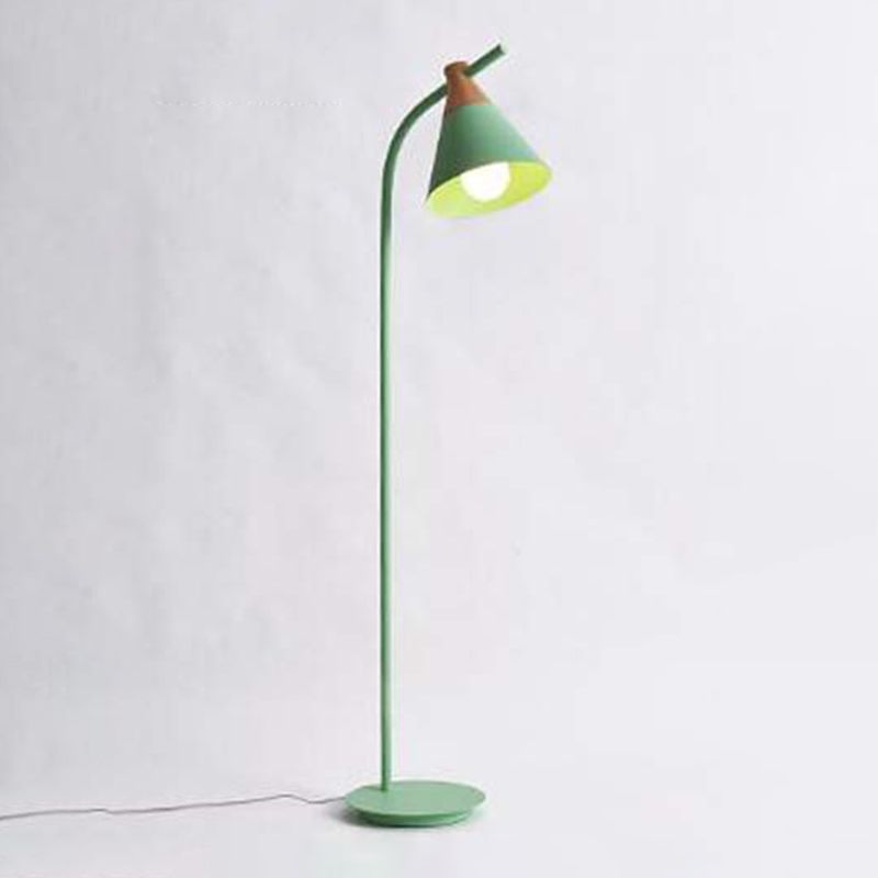 Macaron Style Floor Light 1-Light Floor Standing Lamp with Wood for Living Room