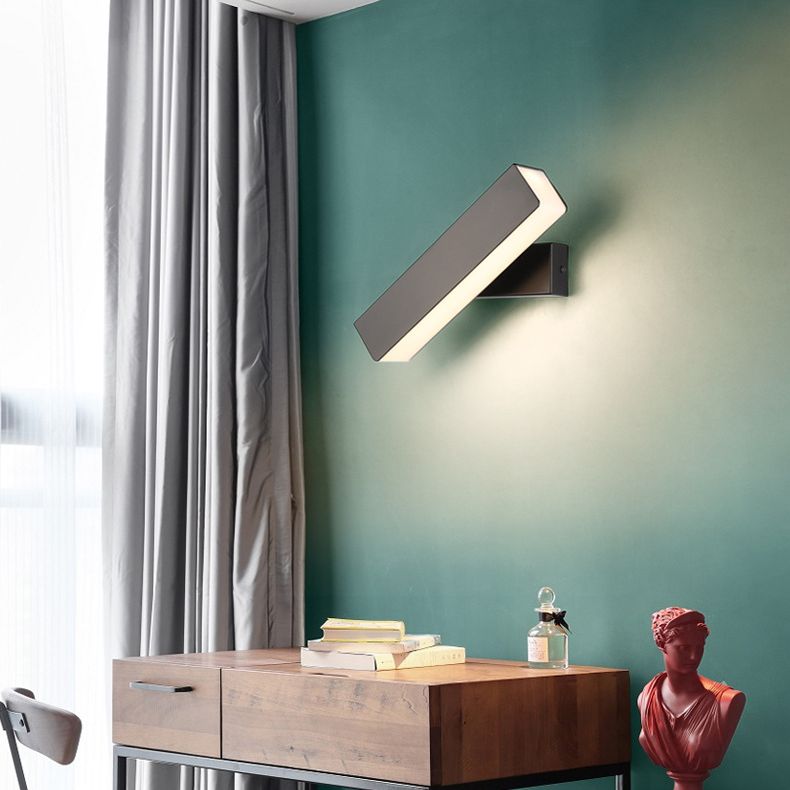 10" Wide Rectangular Acrylic LED Wall Lamp Modern Style Rotatable Bedside Light for Bedroom