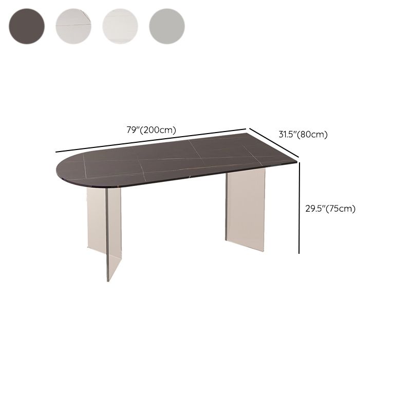 Modern Irregular Shape Table Sintered Stone Table with Double Pedestal