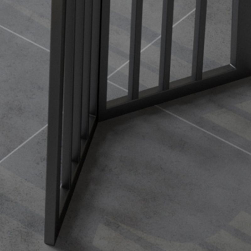 Black Metal Double Pedestal Dining Table Industrial Rectangle Fixed Table