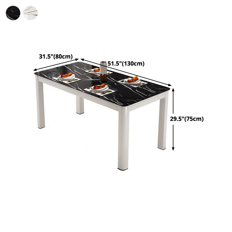 Modern Glass Top Dining Table Rectangle Dining Table with 4 Legs