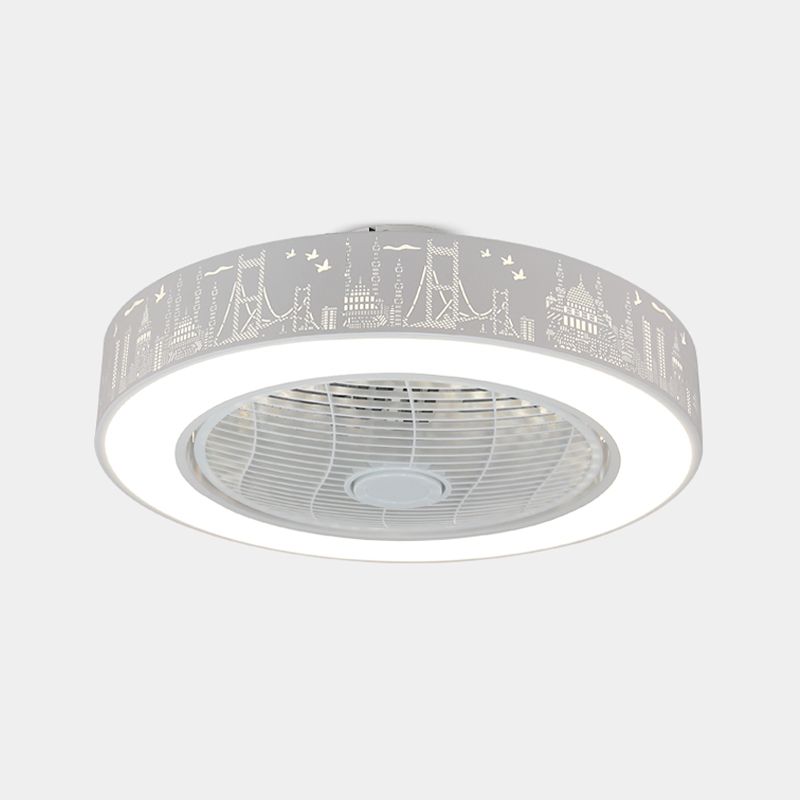 Illuminazione a ventola rotonda saldata fredda minimalista acrilico bianco semifulco per camera da letto