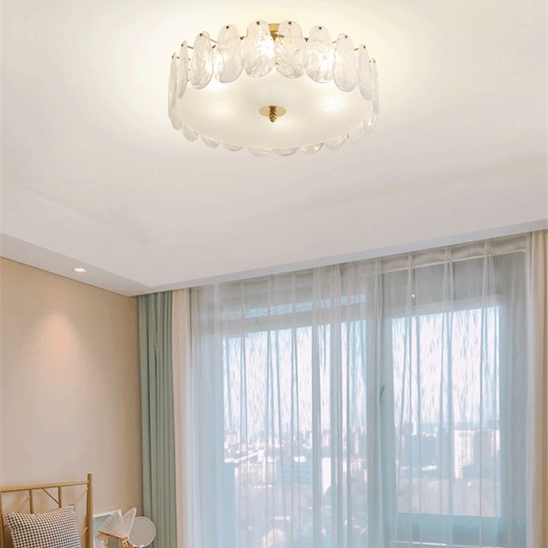 Contemporary Ceiling Lamp Glass Shade Flush Mount Lighting Fixture for Bedroom