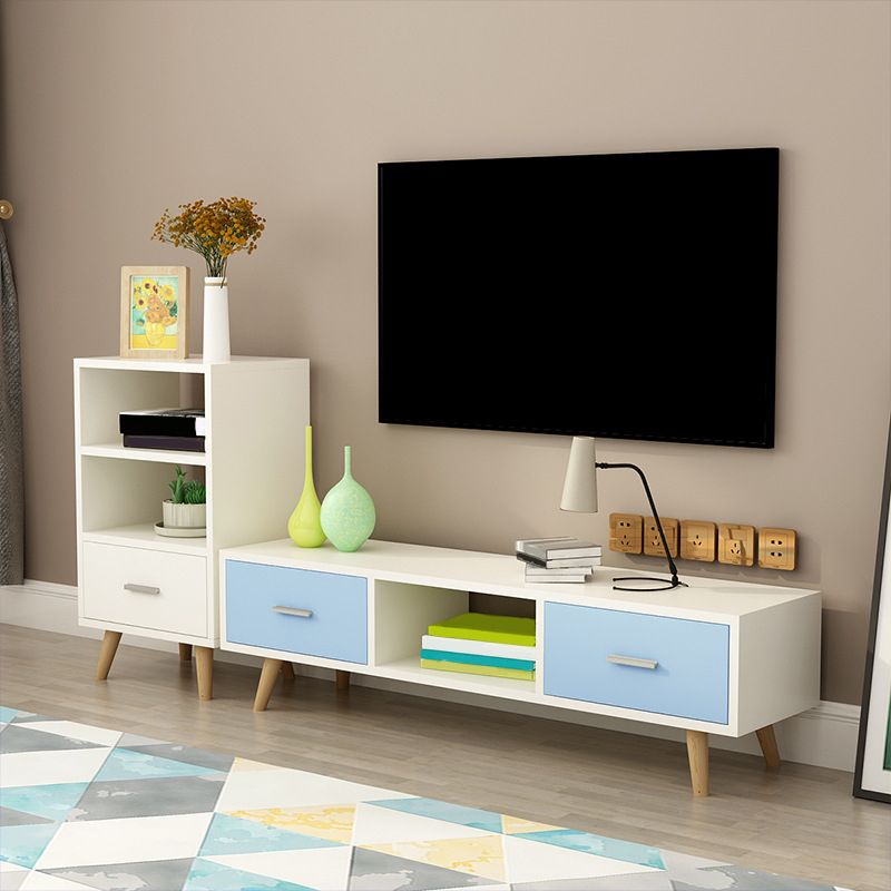 Scandinavian TV Media Console Wooden TV Stand Console with 2 Drawers