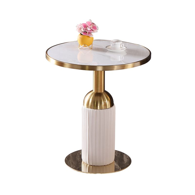 Round Stone Dining Table Traditional Luxury Dining Room Collection with Pedestal Base