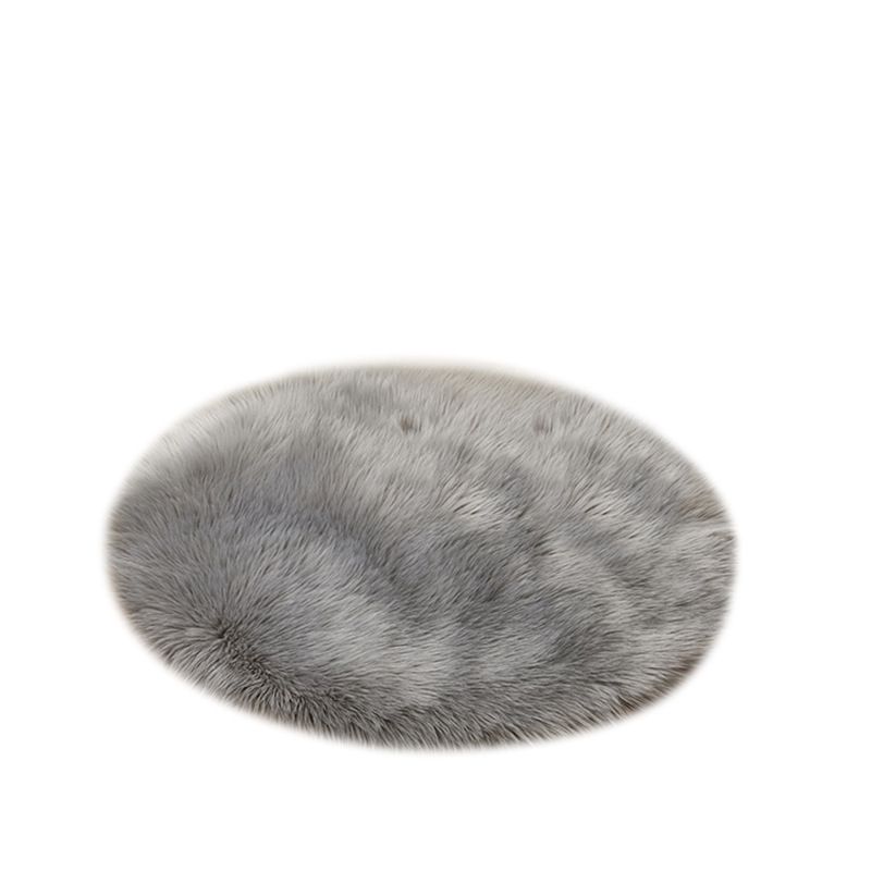Minimalist Solid Color Rug Simple Round Carpet Polyester Living Room Shag Rug with Non-Slip Backing