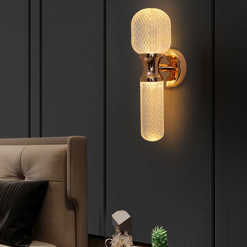 Post Modern 2 - Light Torch Wall Light Metal and Acrylic Wall Light in Gold and Clear