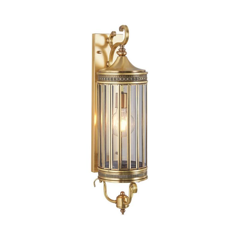 Traditionary Bird Cage Sconce Light Metal 1/3 Heads Wall Lamp Fixture in Gold for Balcony