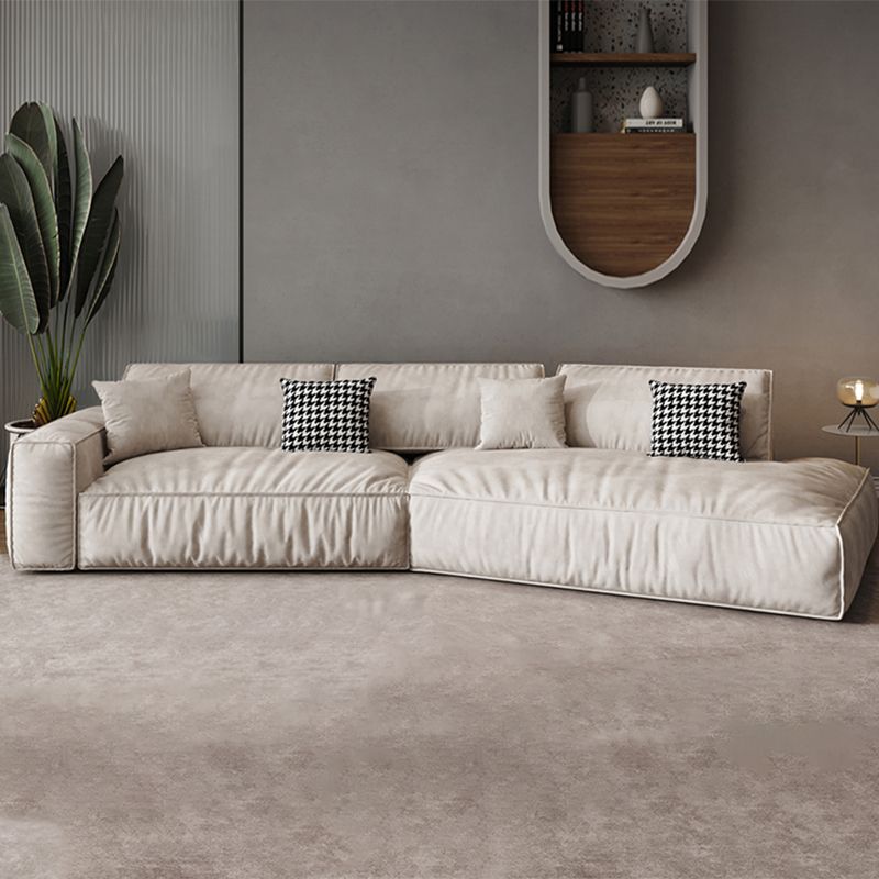 Single Side Armrest with Pillow Back Sofa Bed Cream Cloth Art Sofa