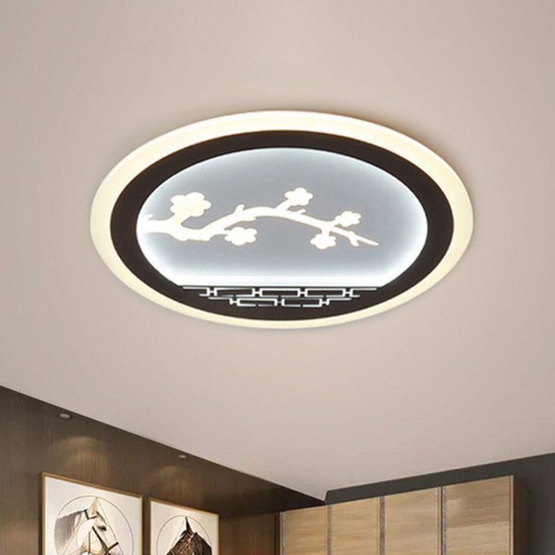 Circle Flush Light Modern Style Metallic Bedroom LED Flush Ceiling Light Fixture in White