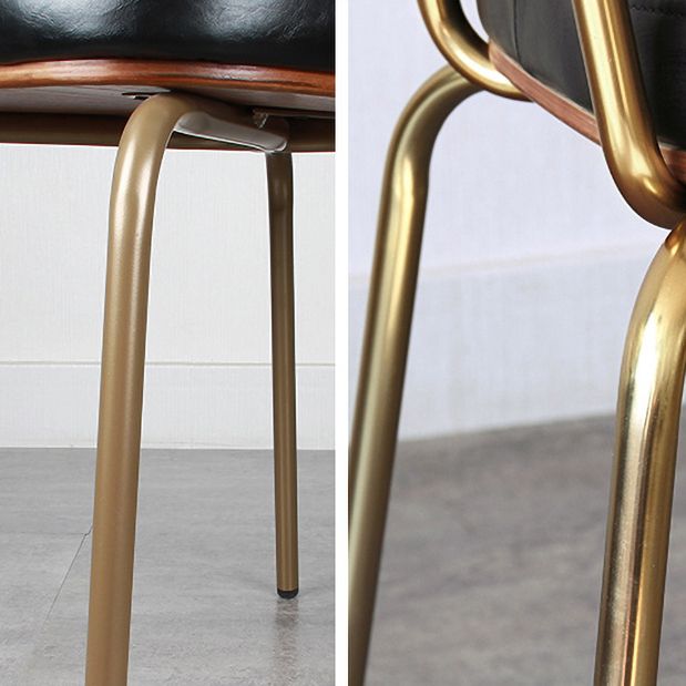 Industriële stijl PU lederen eetkamerstoelen Open rug Dineerarm zijstoelen voor thuis