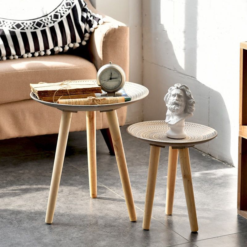 Modern White Wooden Coffee Table Round Coffee Table with Three Legs