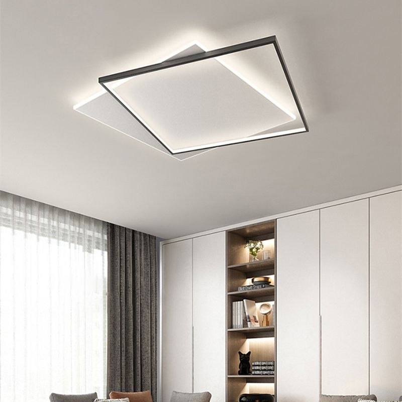 Moderne minimaliste métal encastré plafonnier carré superposé forme LED encastré éclairage de chambre à coucher