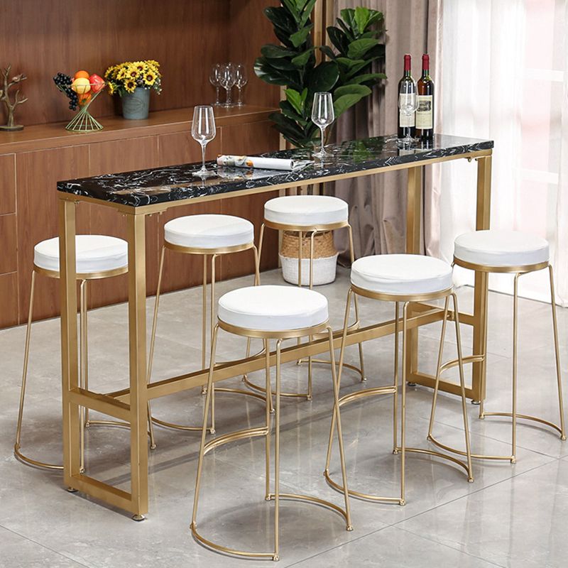 Glam Pub Table Solid Wood Bar Height Rectangle Bar Table for Breakroom