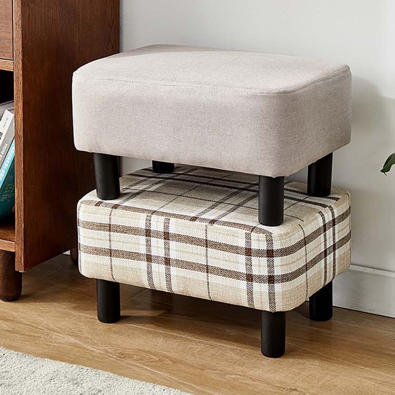 Contemporary Ottoman Solid Color Water Resistant Leather Rectangle Footstool Ottoman