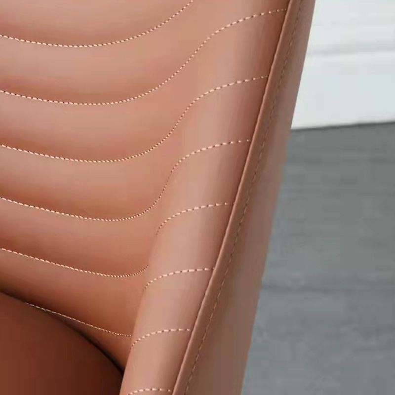 Modern Style Metal Dining Chair Faux Leather Armless Dining Room Chair for Home Use