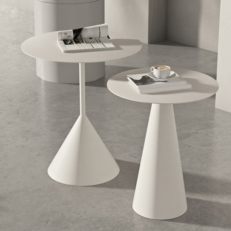 Iron 2 Piece Bunching Tables with Round Top and Pedestal Base