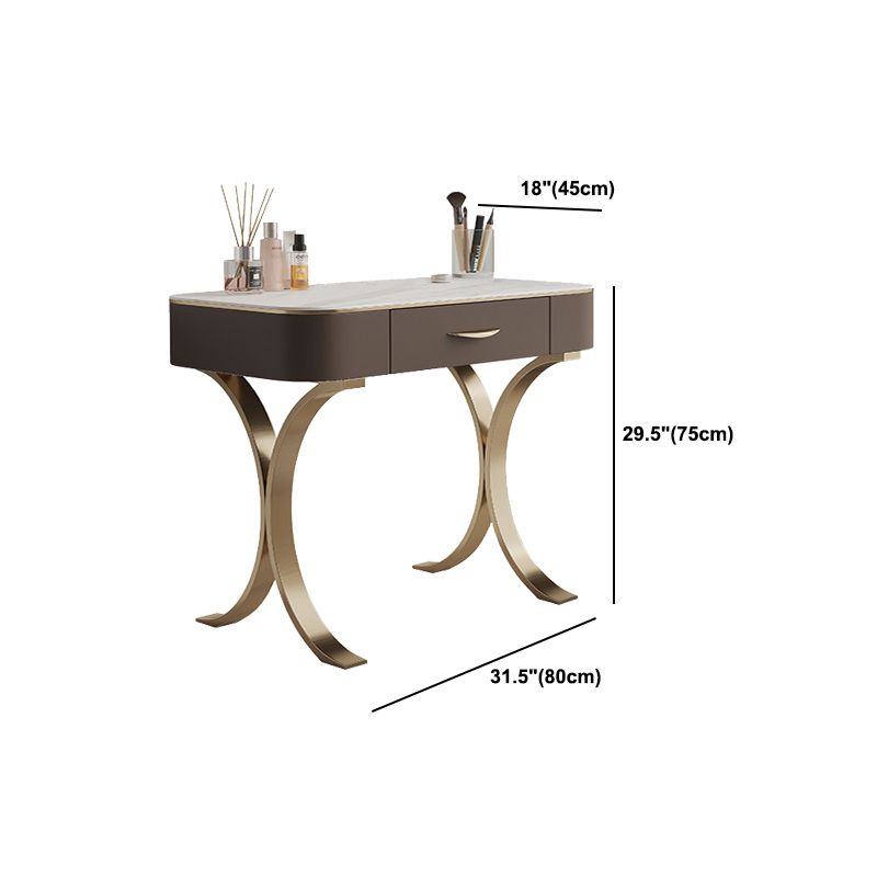 Wooden Glam Makeup Vanity Desk Beige Vanity Dressing Table Set with Drawer