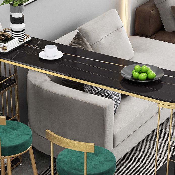 Free Form Pub Table Bar Height Glam Stone Bar Table for Small Places