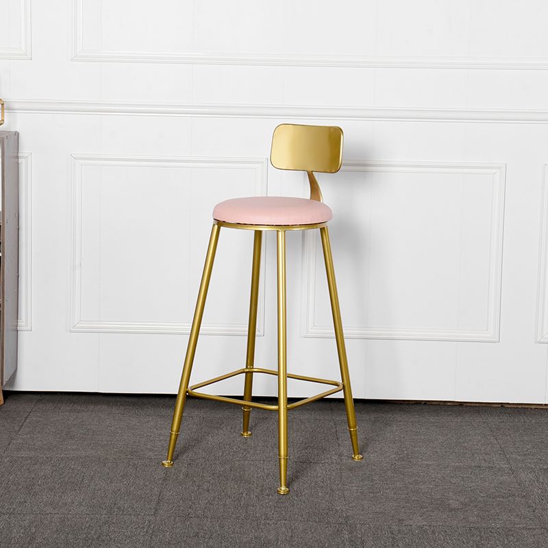 Glam Backrest Armless Counter Stool Iron Kitchen Bar Stool with Pedal and Cushion