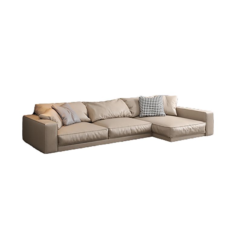 Pillowed Back Cushions Sectional Sofa, Square Arm Sectional Sofa,in Cream22"