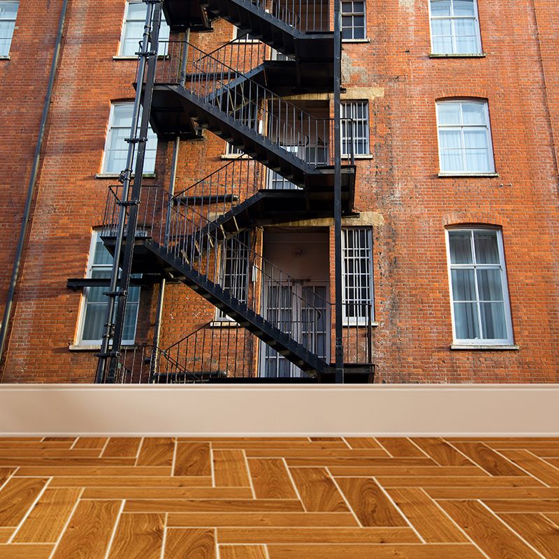 Waterproof Iron Turning Stairs Mural Modernist Non-Woven Cloth Wall Art, Made to Measure