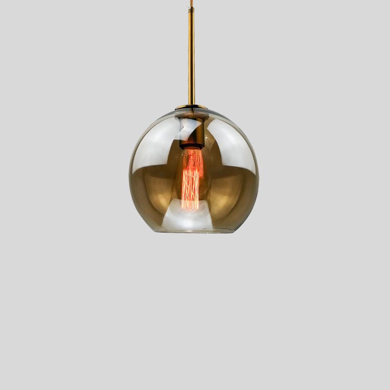 Modern Concise Globe Pendant Light Electroplate Copper Hanging Lamp with Glass Shade