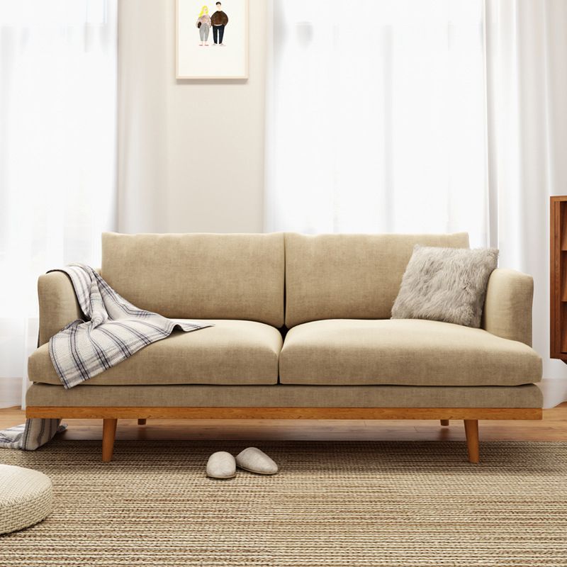 Noord-Europese houten 2/3-zits sofa houten benen vierkante armbank