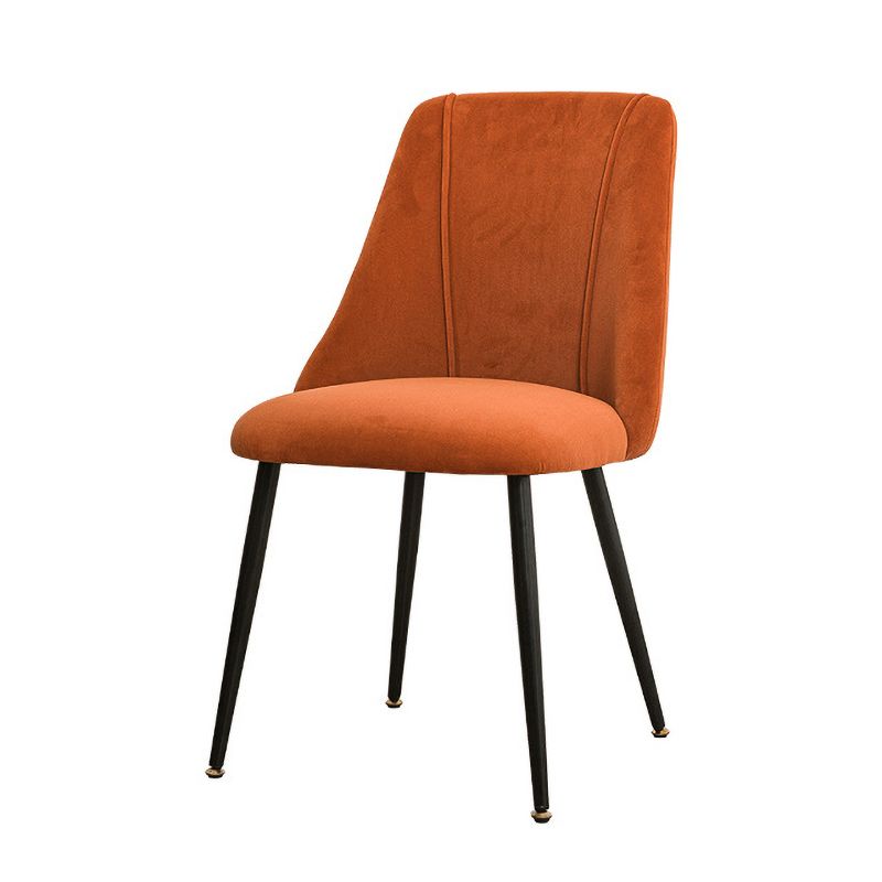 Modern Solid Back Kitchen Dining Side Chair Metal Upholstered Dining Side Chair