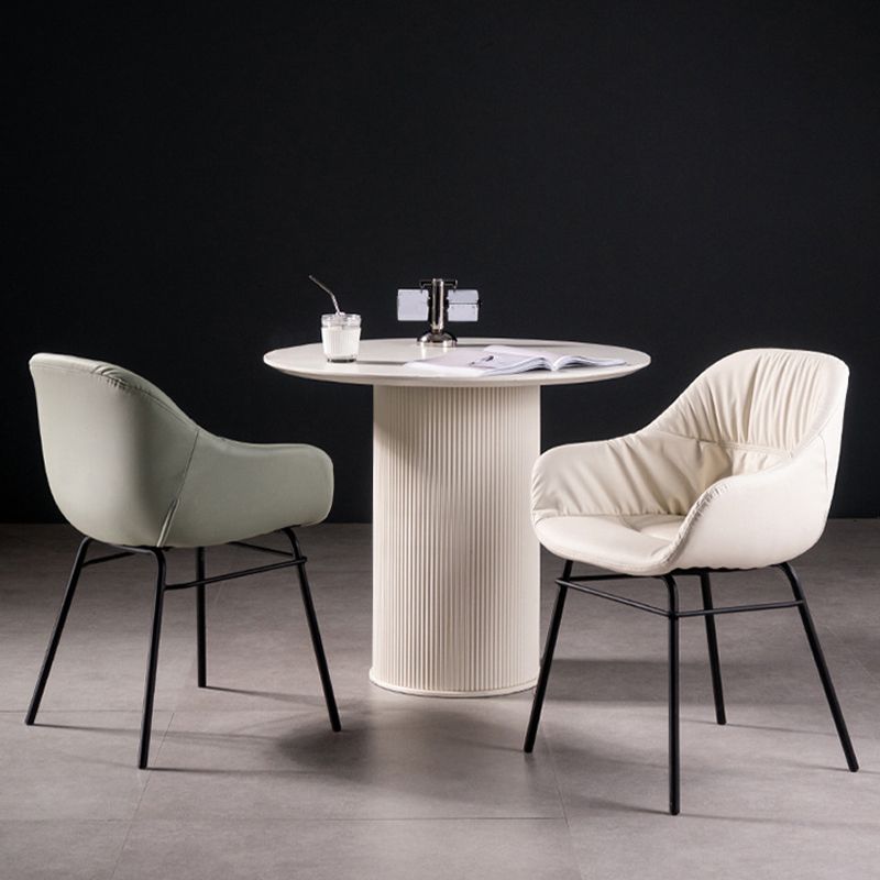 Modern Style Parsons Arm Chair Leather Upholstered Indoor Dining Chair