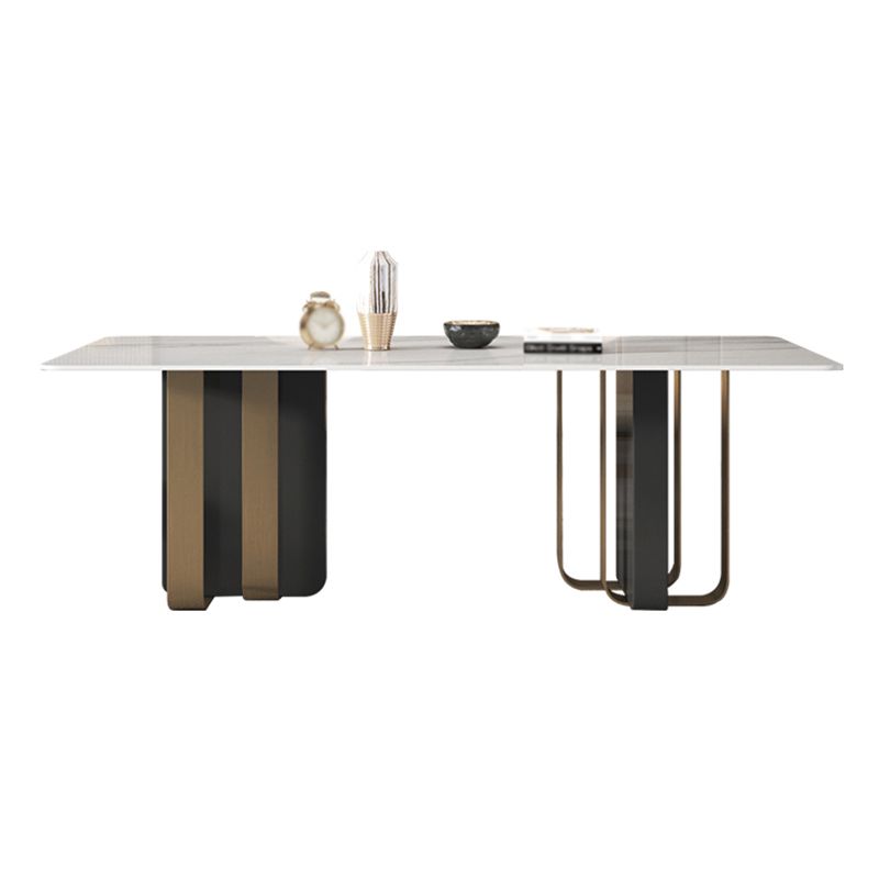 Traditional Luxury Furniture Stainless Steel Double Pedestal Base Dinner Table